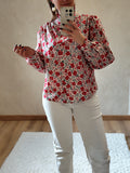 Chemise fleurs rouges