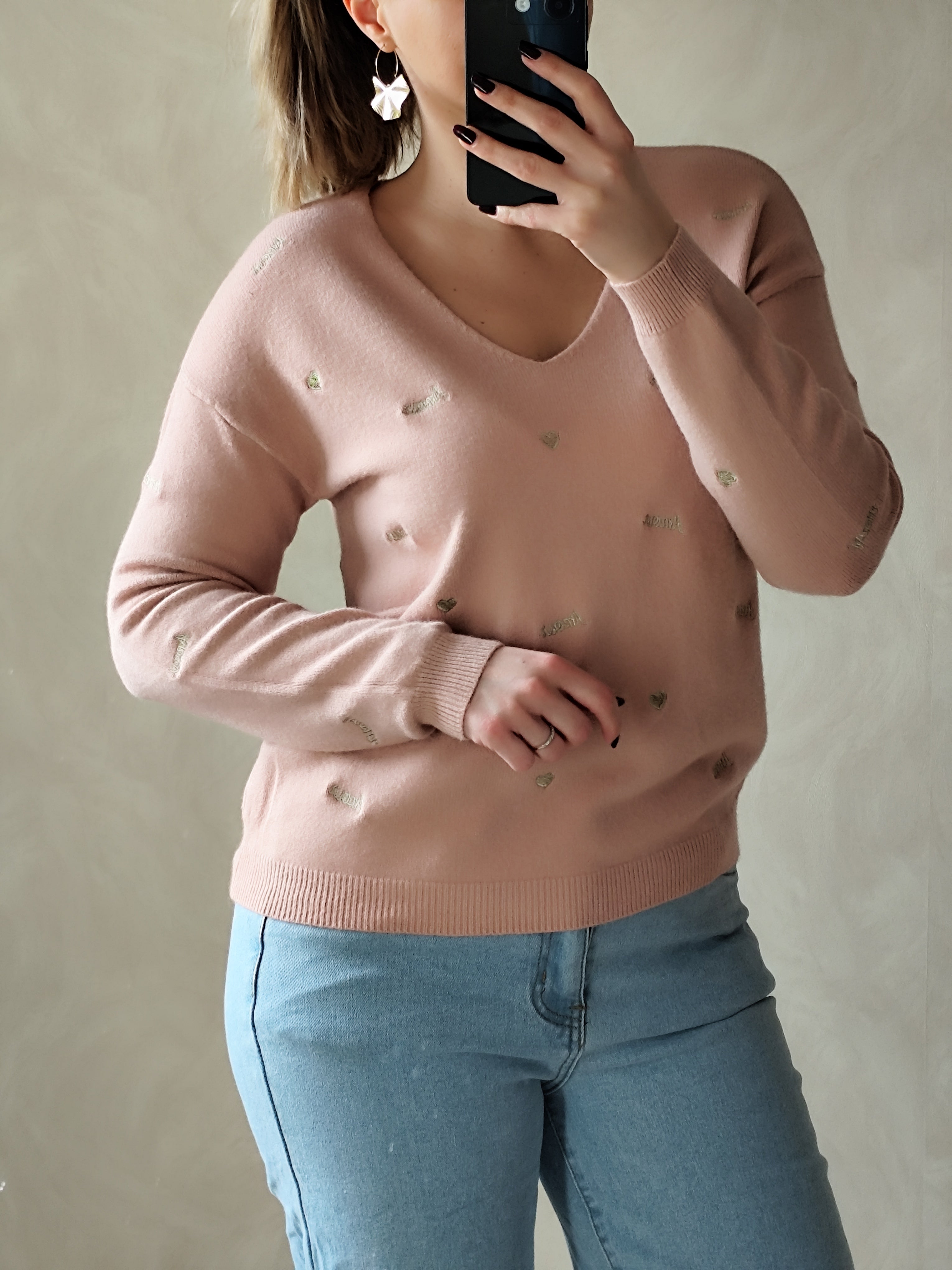 Pull rose Amour