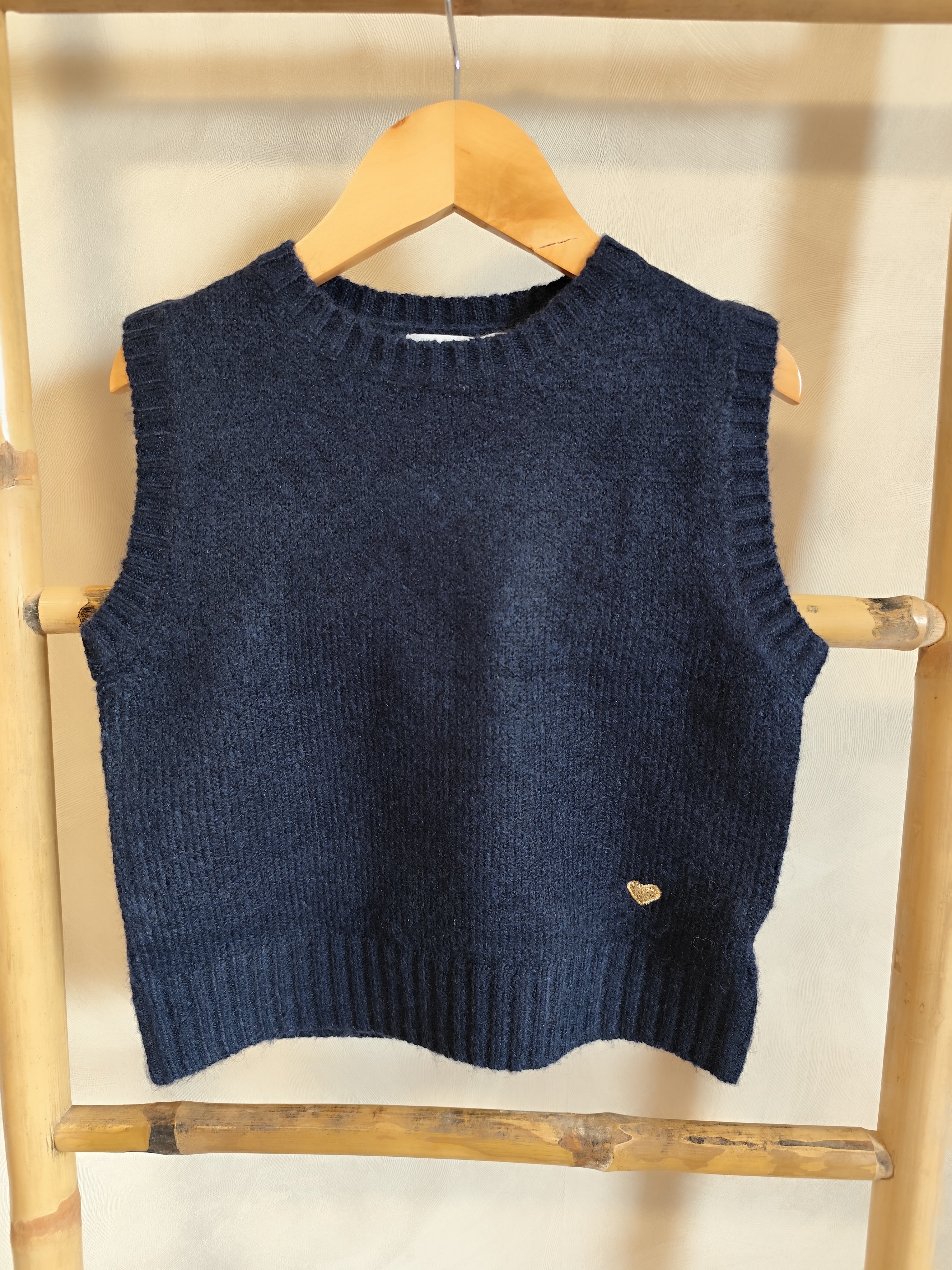 Pull sans manche marine enfant