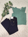 Top vert en gaze de coton enfant