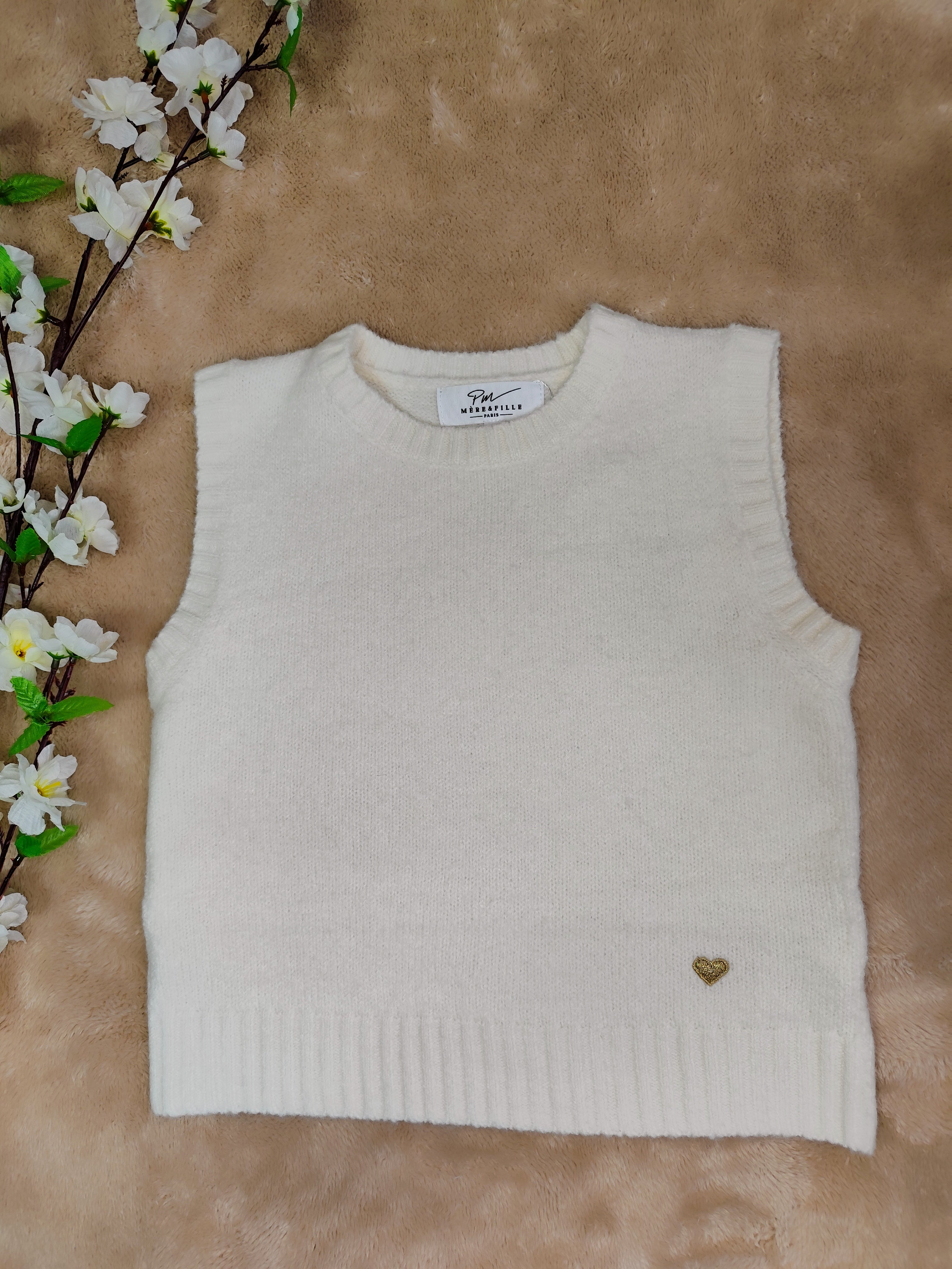 Pull sans manche blanc enfant
