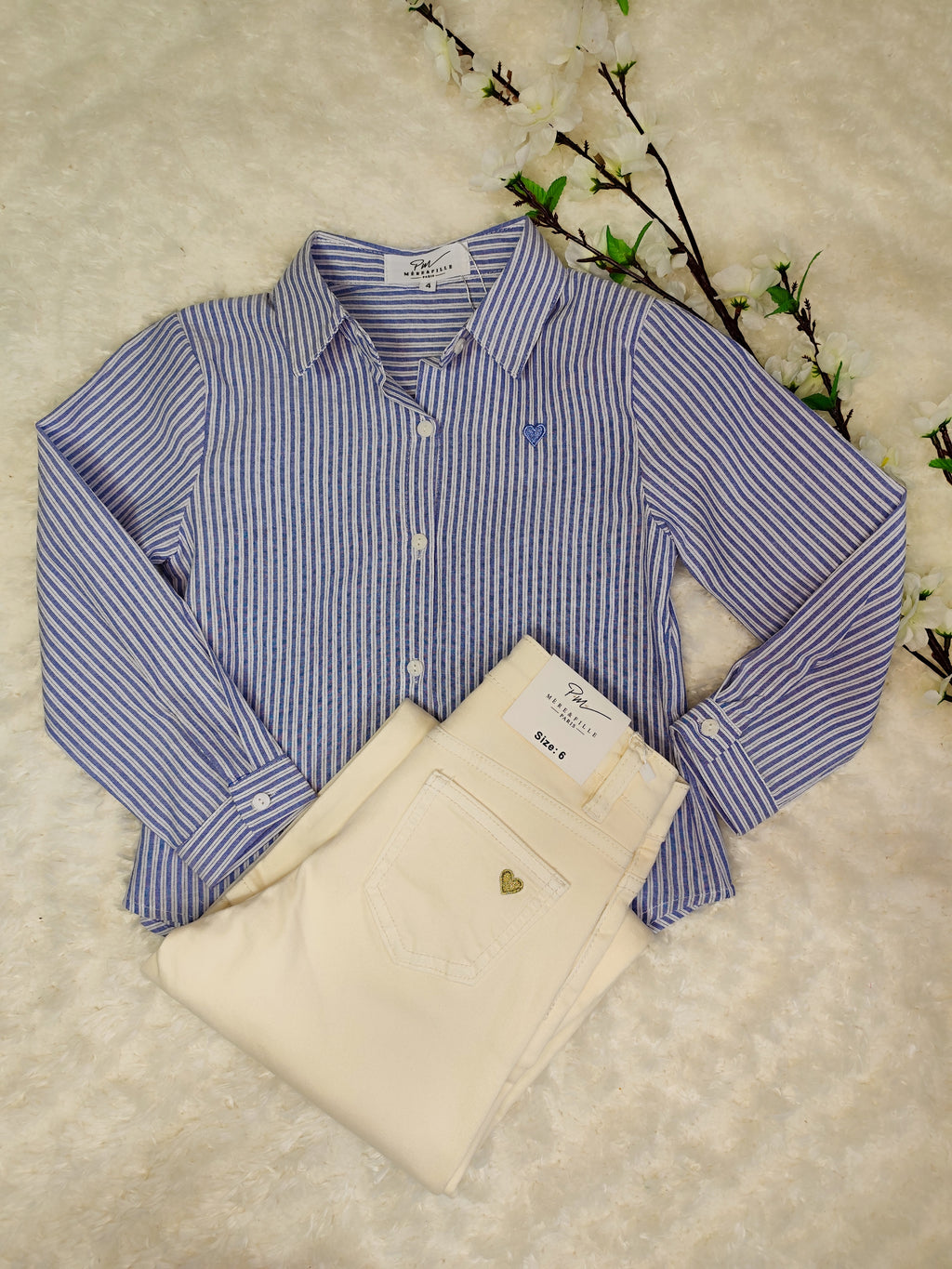 Chemise rayée bleu enfant
