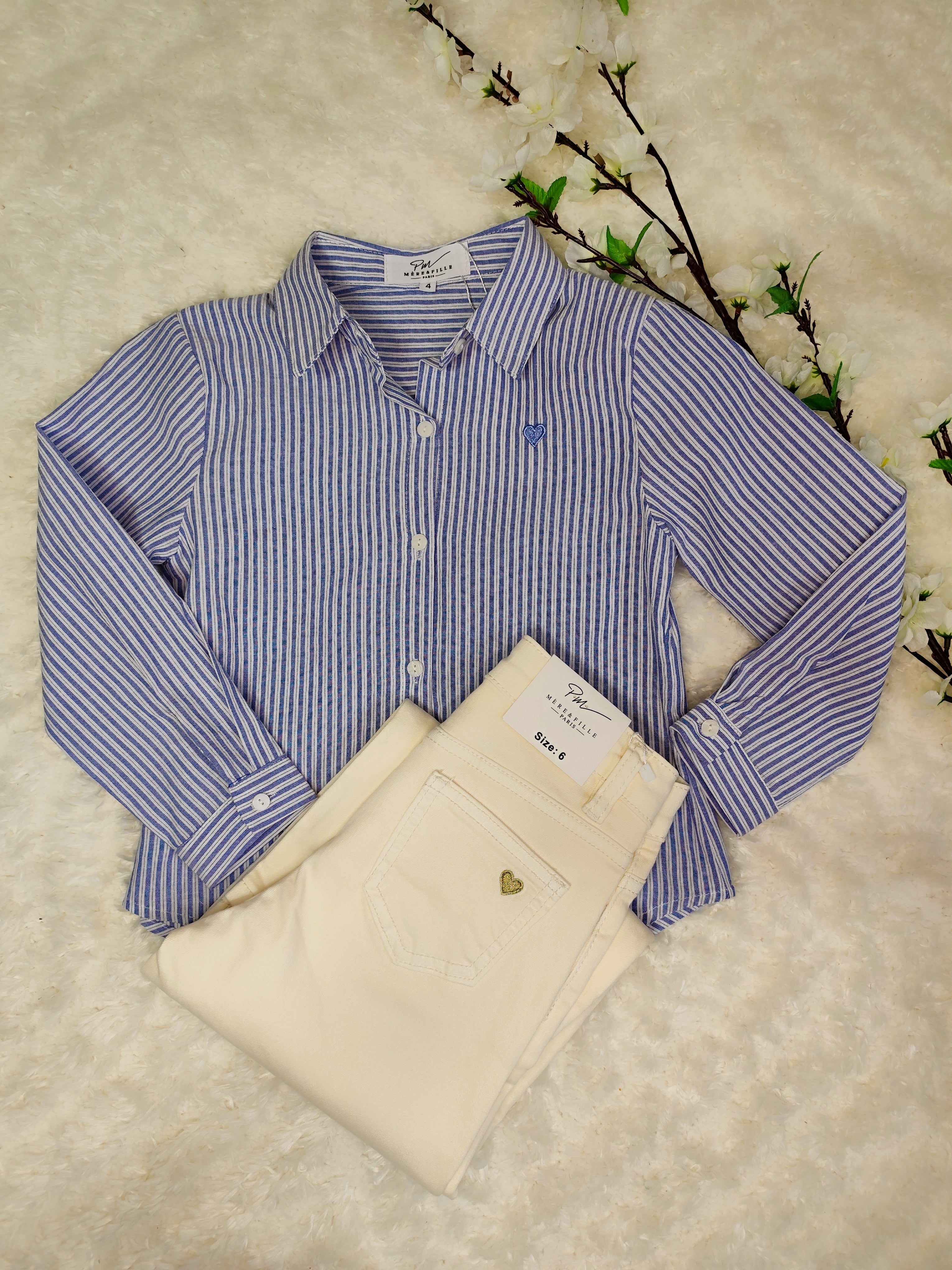 Chemise rayée bleu enfant