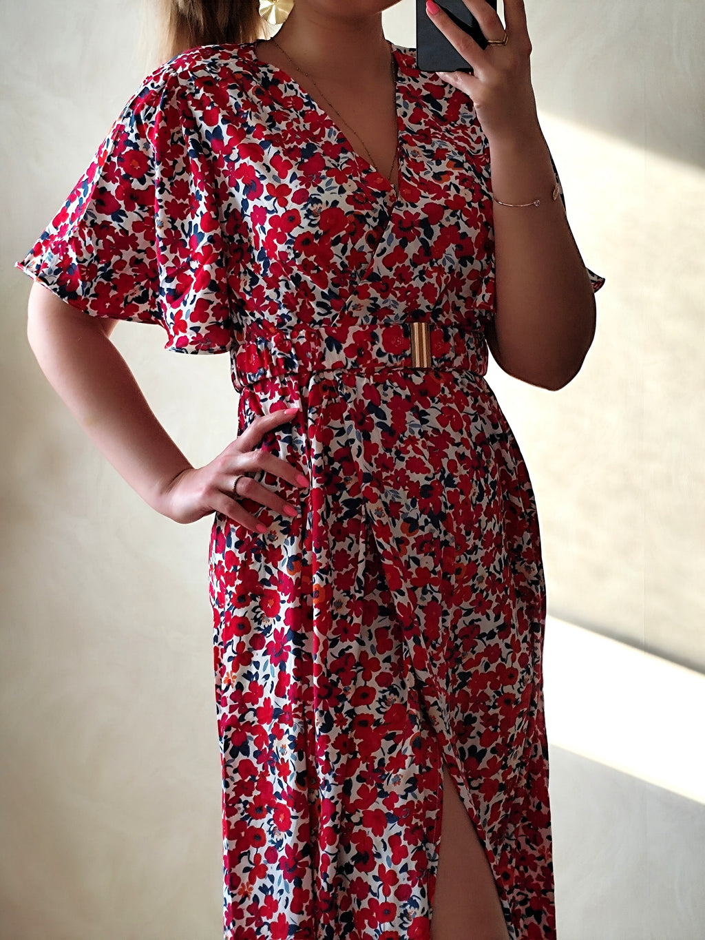Robe fleurs rouges
