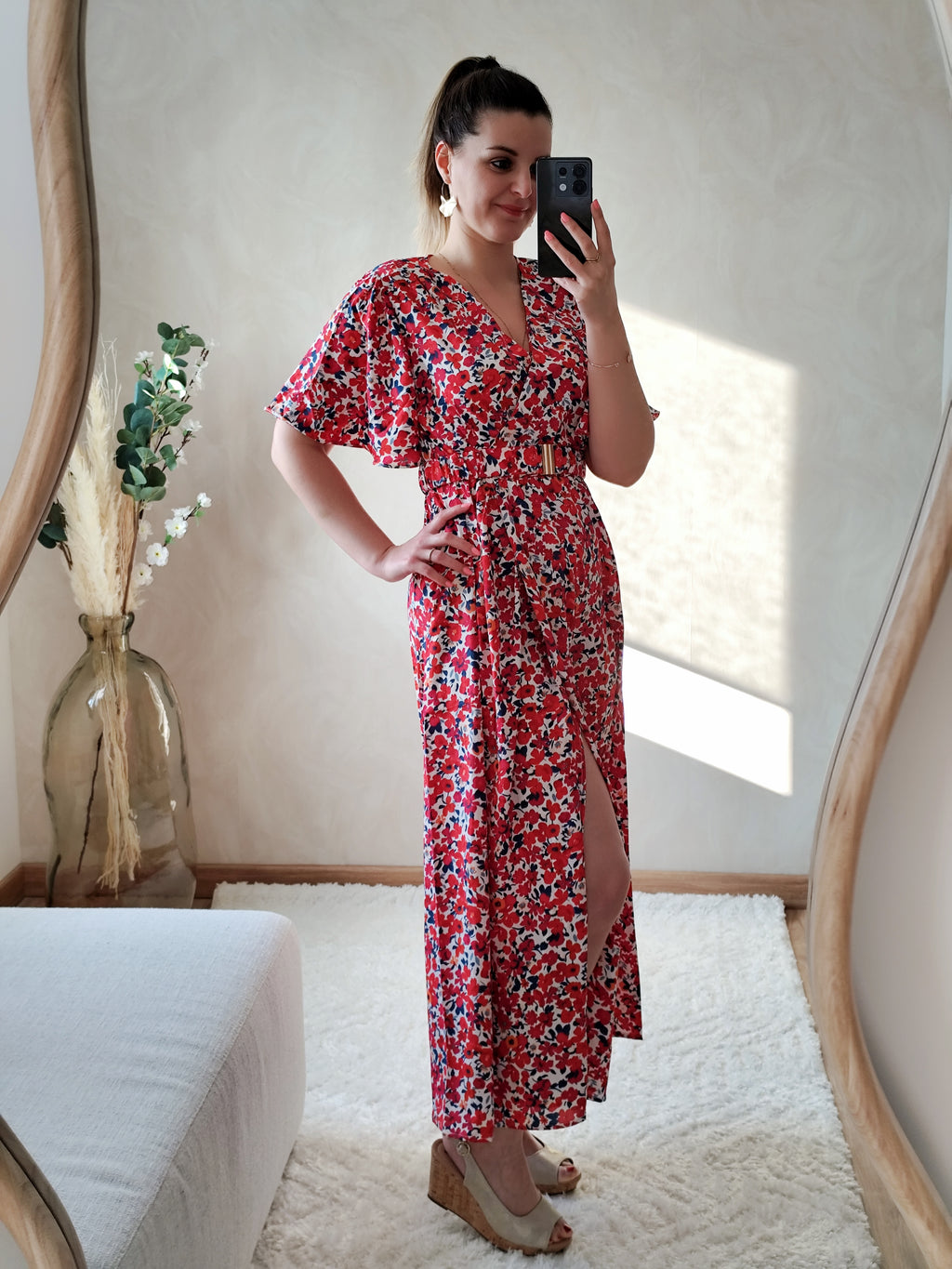Robe fleurs rouges