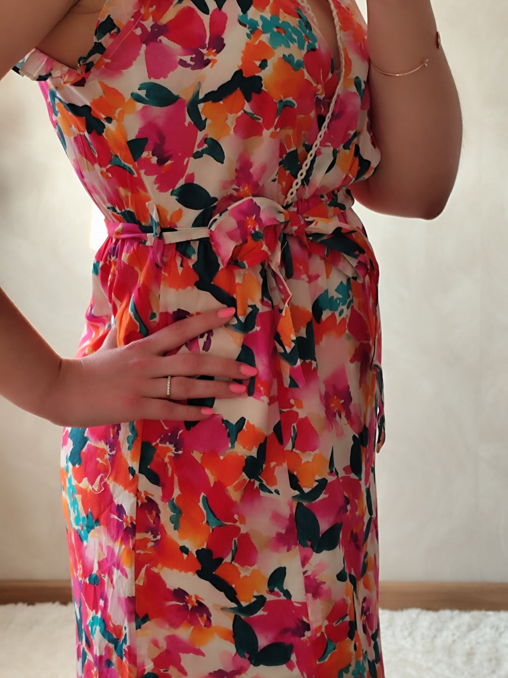 Robe longue fleurie multicolore