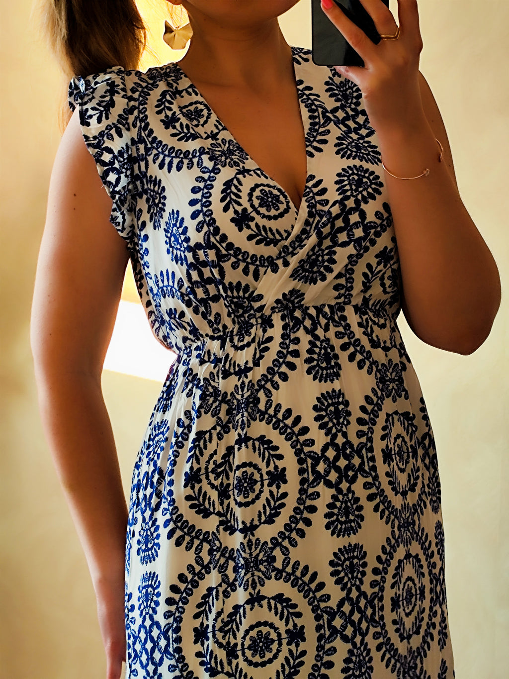 Robe longue imprimée marine
