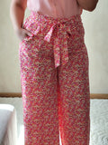 Pantalon fleuri rose