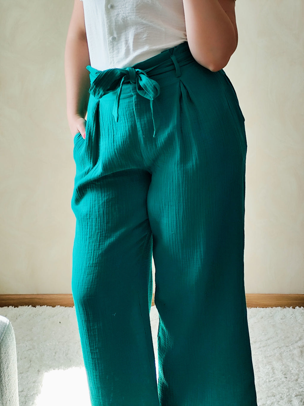 Pantalon vert gaze de coton