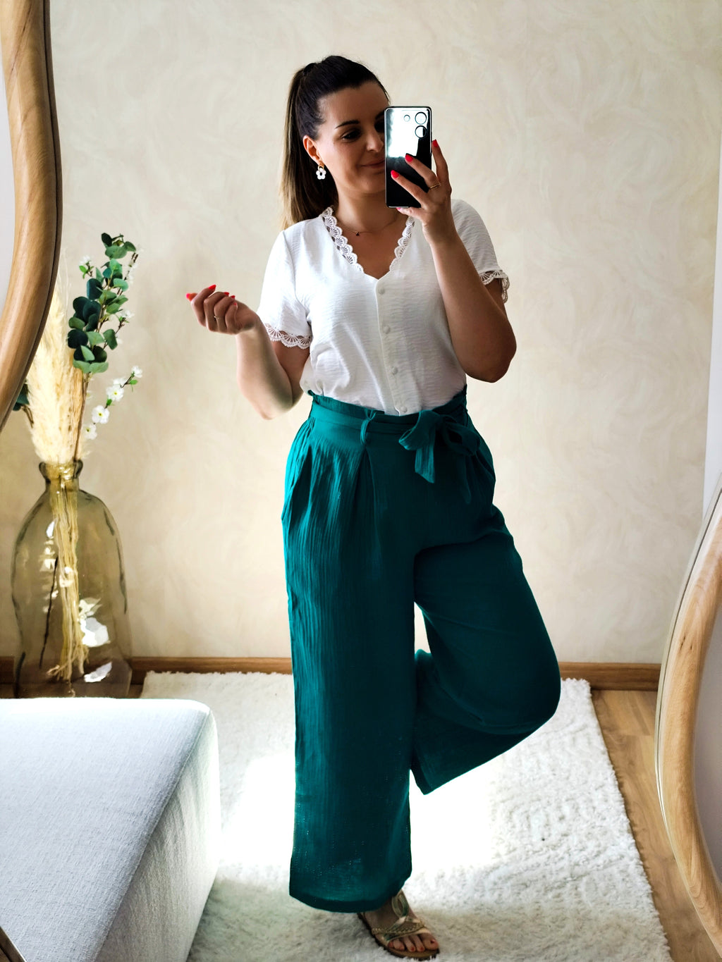 Pantalon vert gaze de coton
