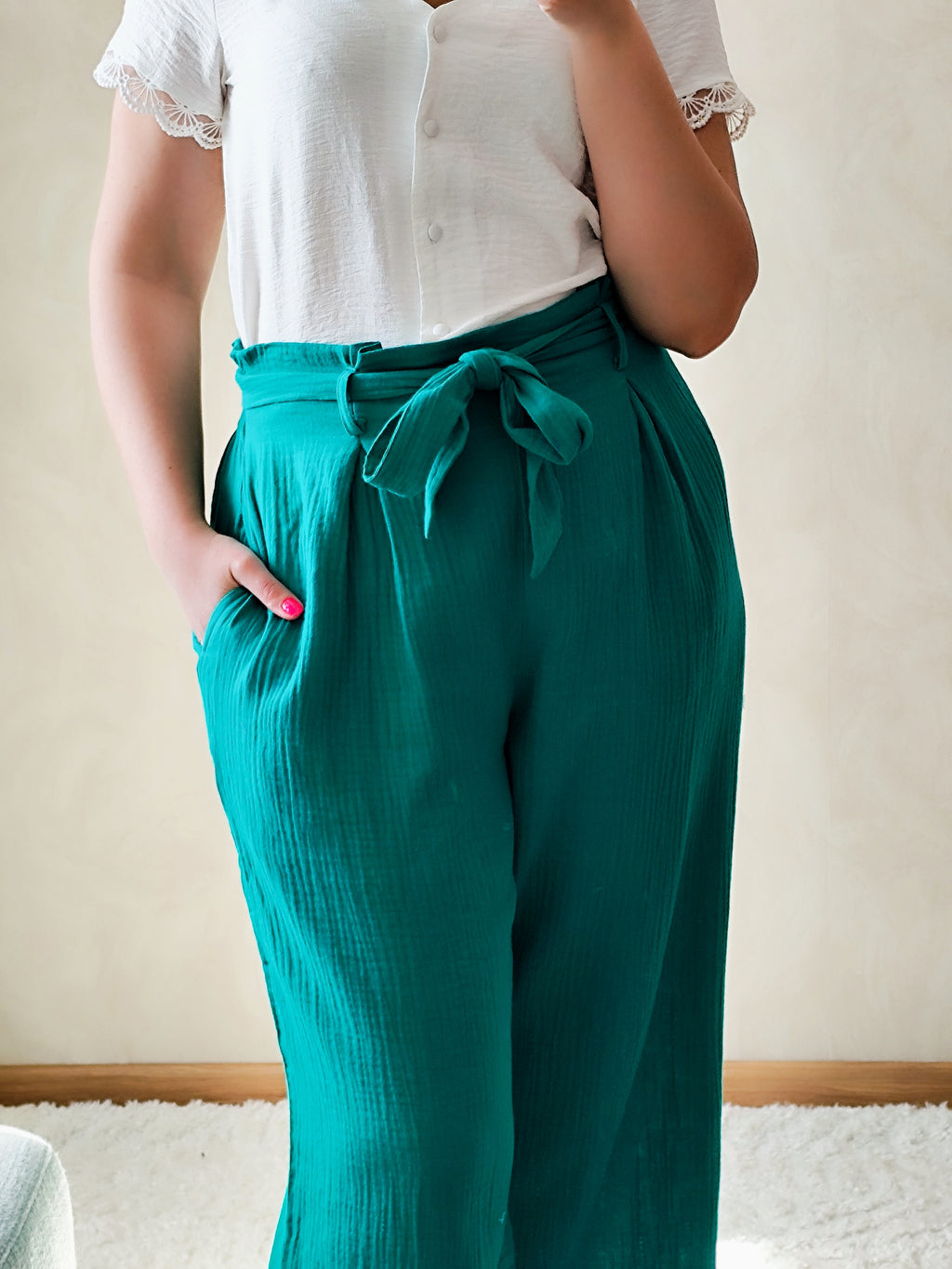Pantalon vert gaze de coton