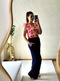 Blouse fleurie fuchsia