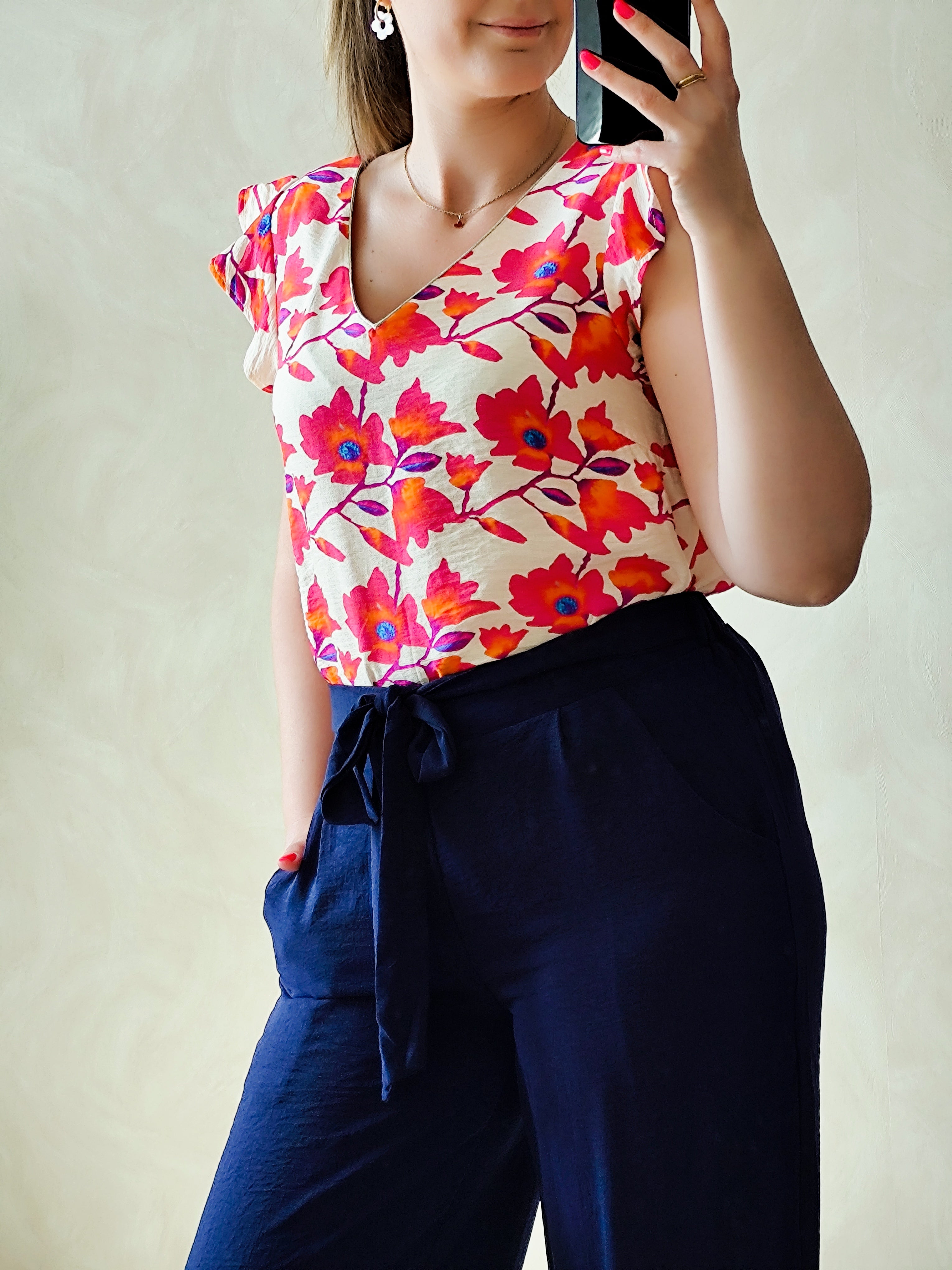 Blouse fleurie fuchsia