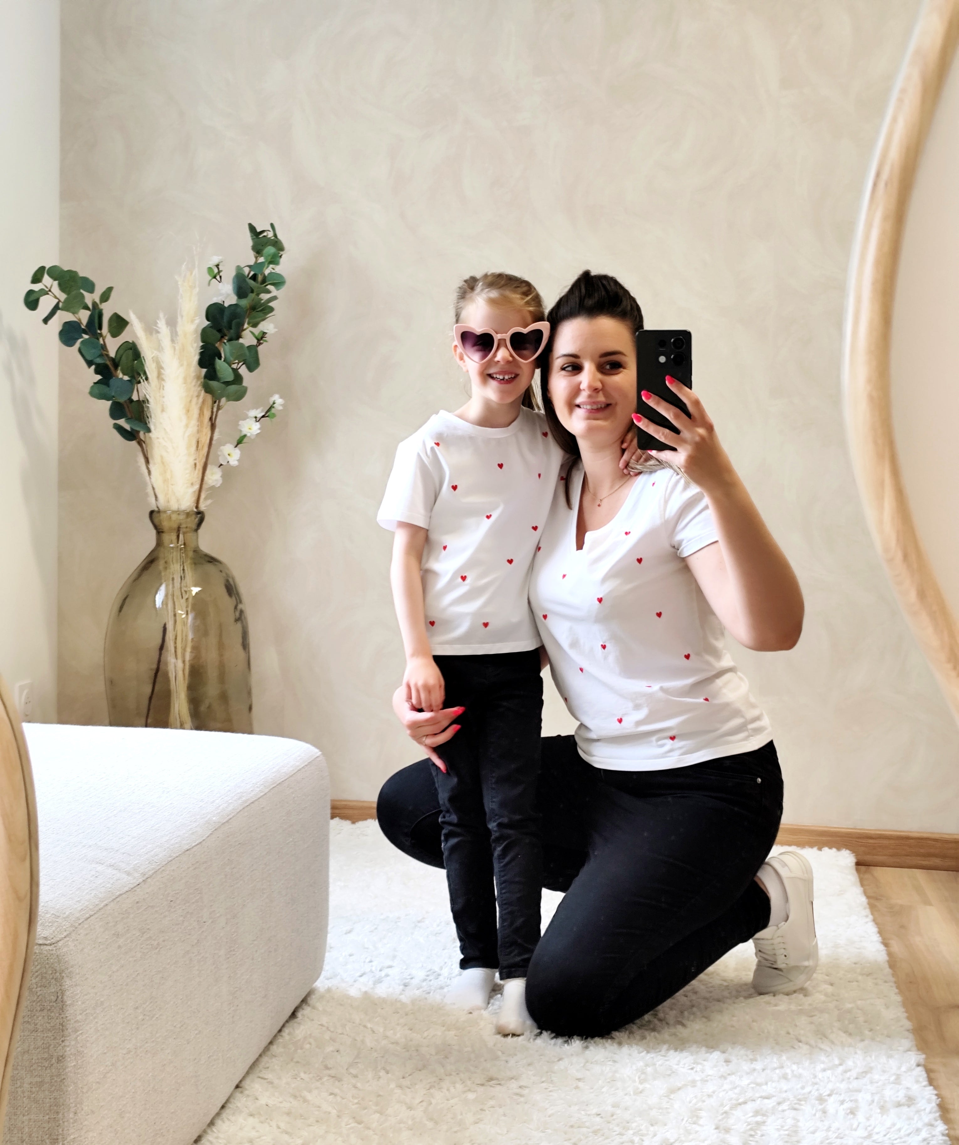 Tee shirt blanc coeur enfant
