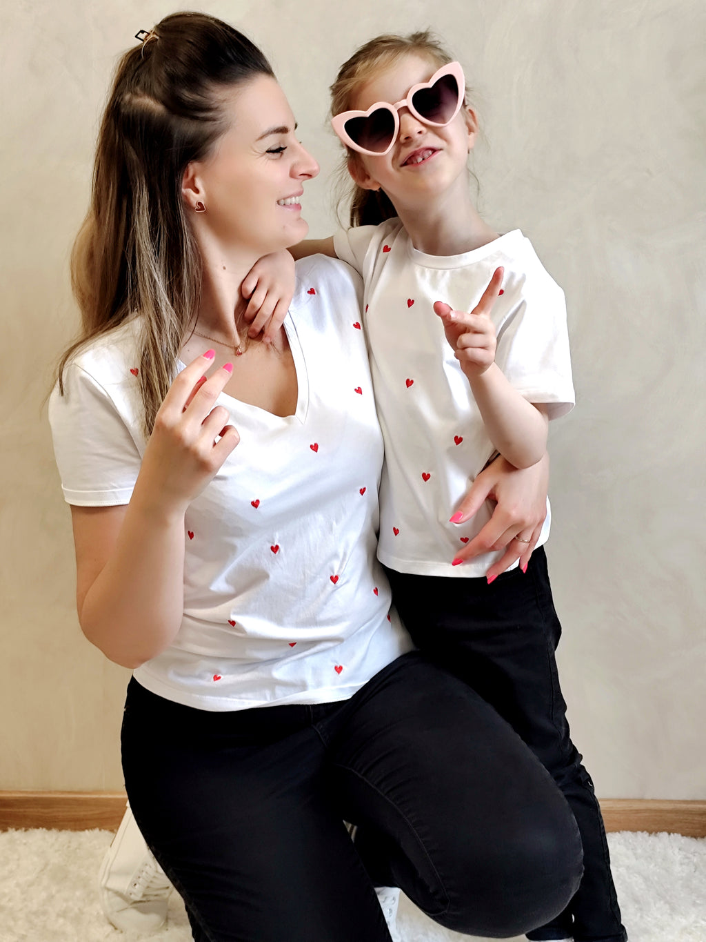 Tee shirt blanc coeur enfant