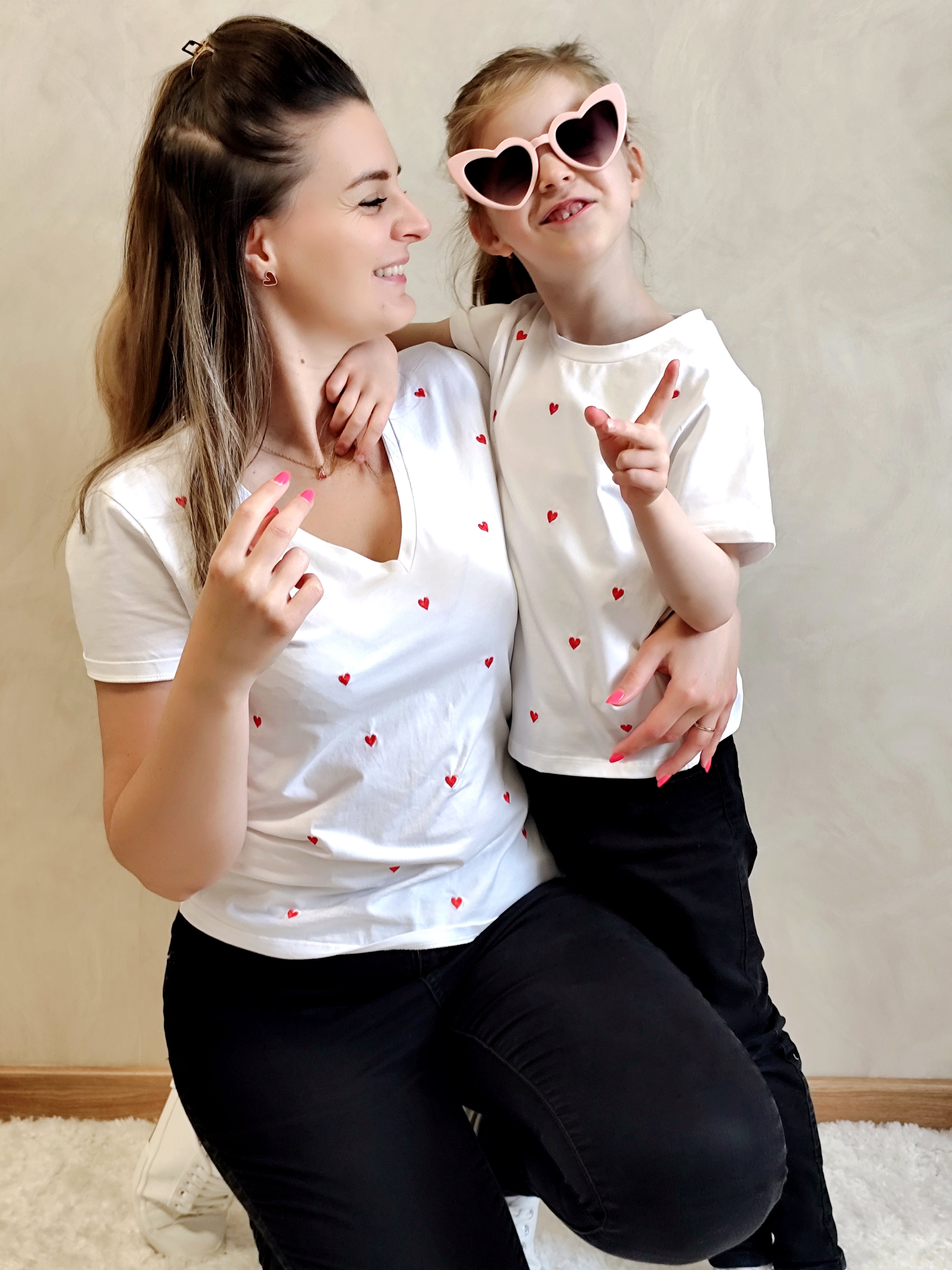 Tee shirt blanc coeur enfant