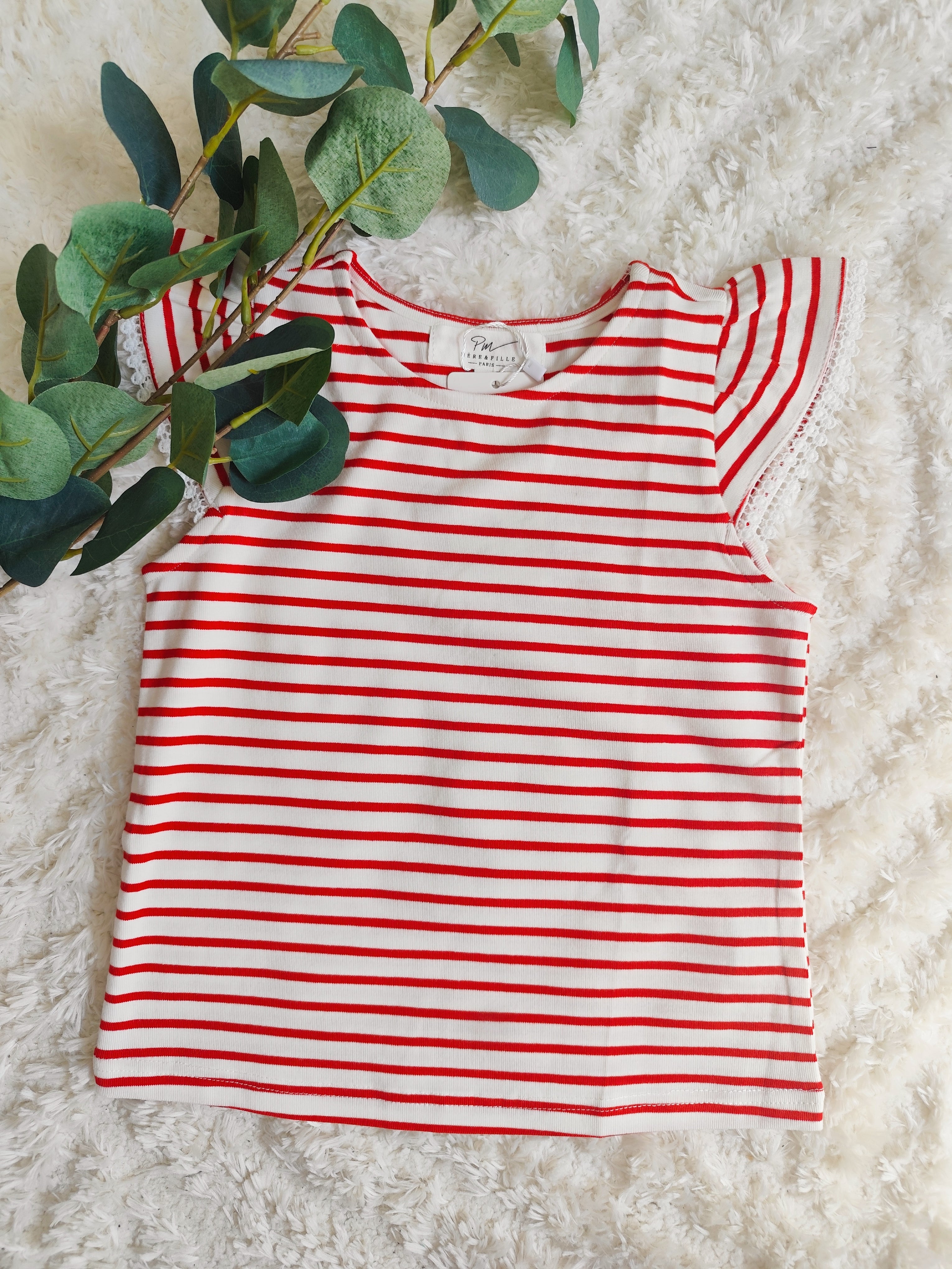 Top marinière rouge enfant