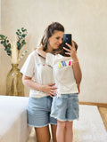 T shirt blanc "MINI" multicolore mixte enfant