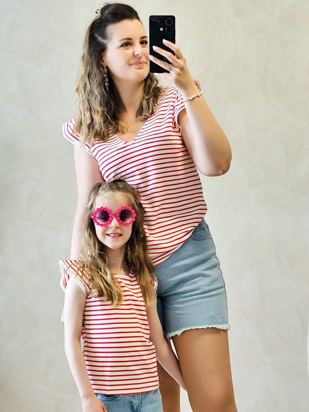 Top marinière rouge enfant