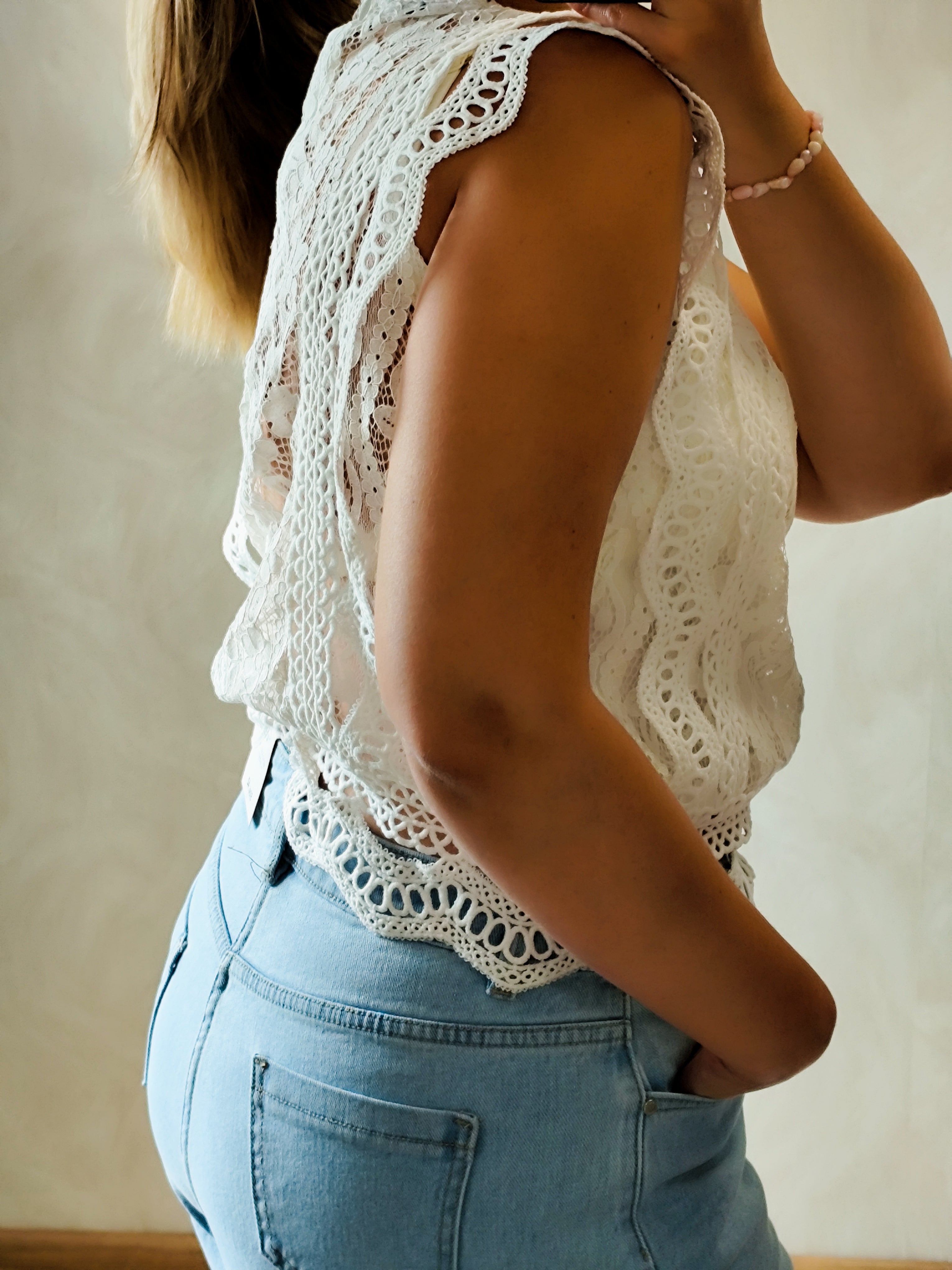 Top Camille en dentelle blanche