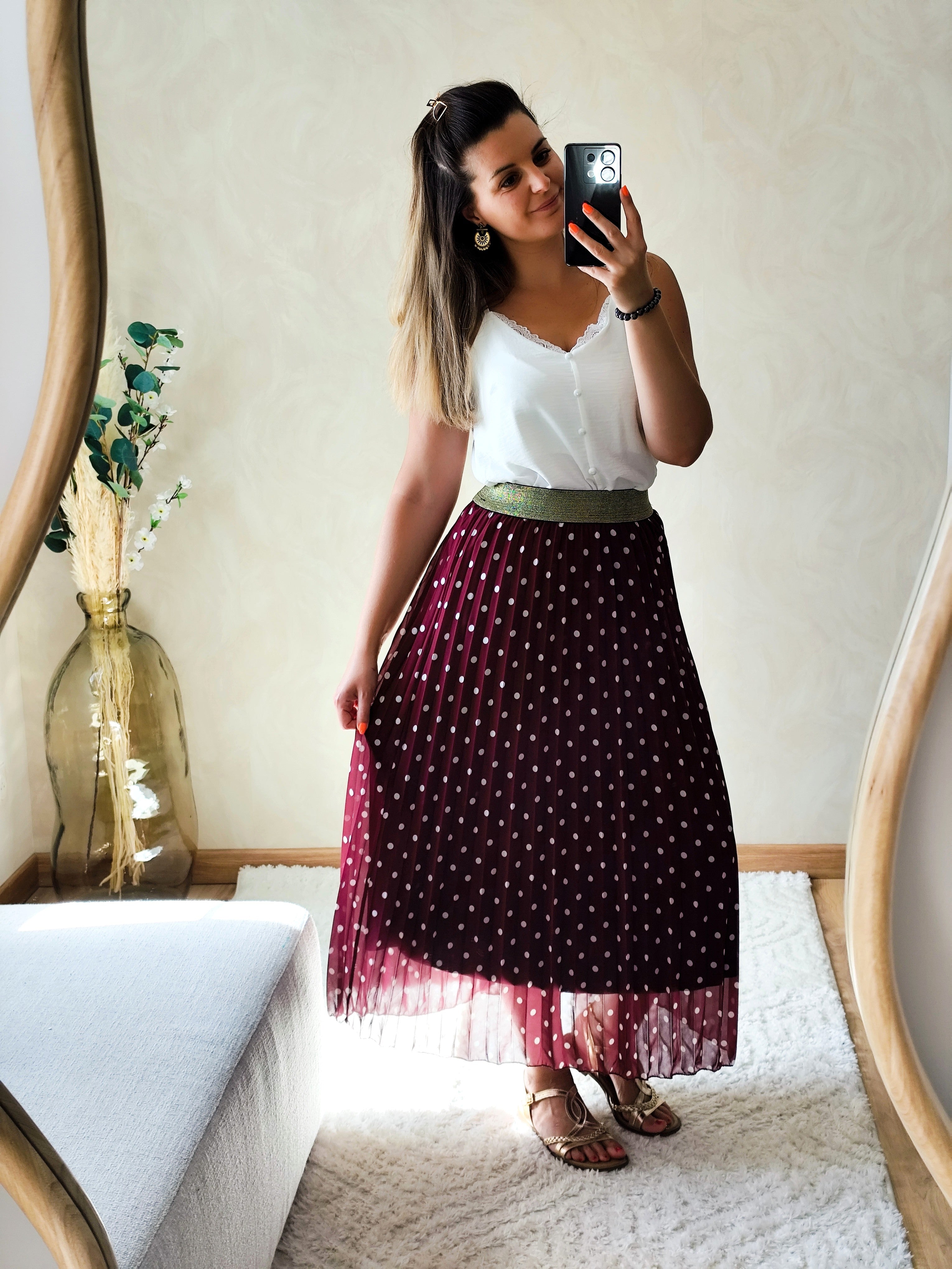 Jupe Gabrielle – Bordeaux à pois