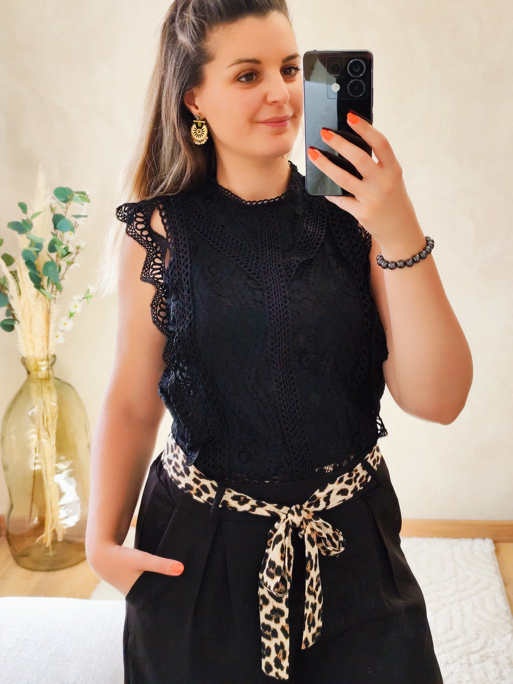 Top Camille en dentelle noire