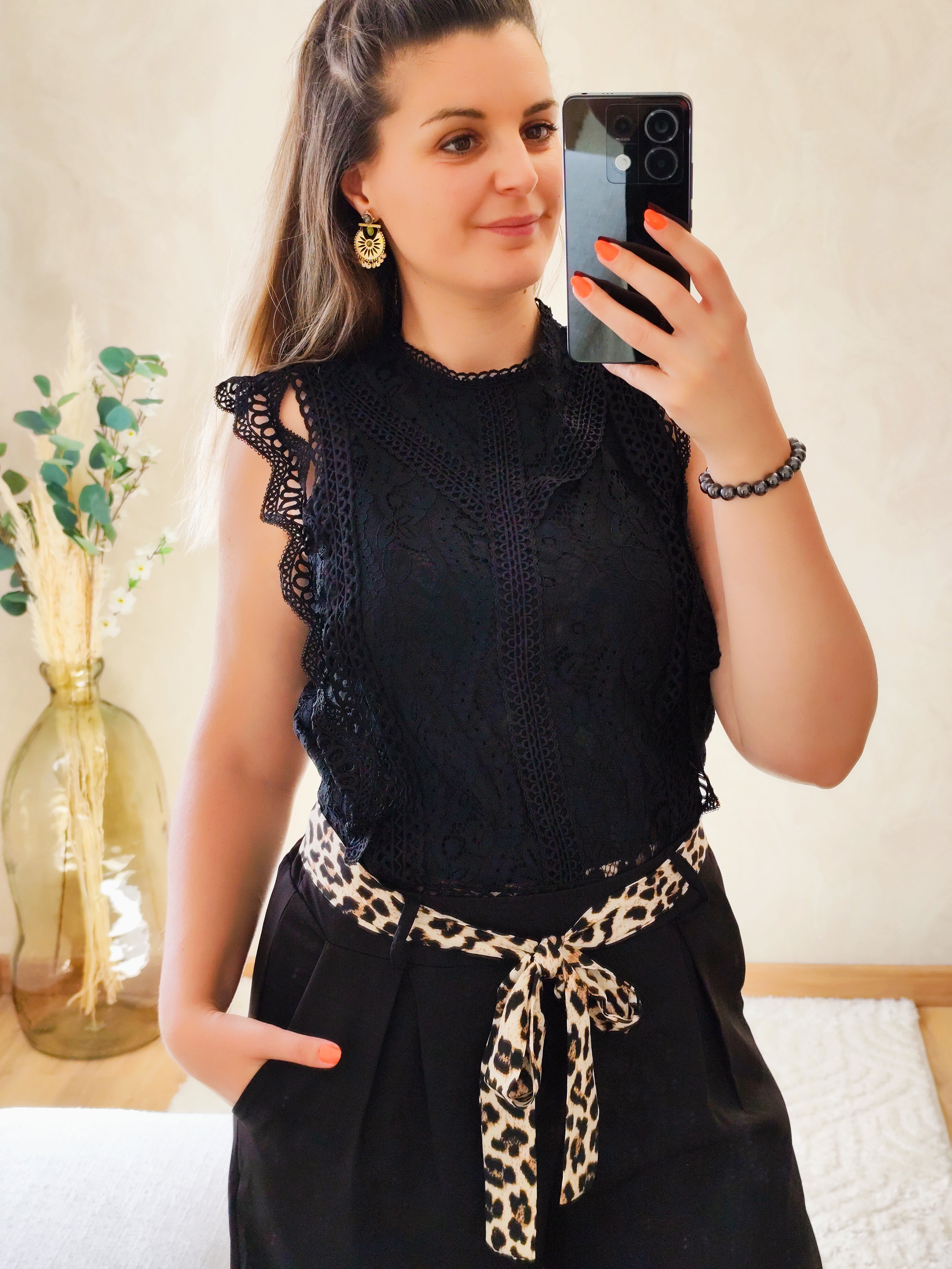 Top Camille en dentelle noire
