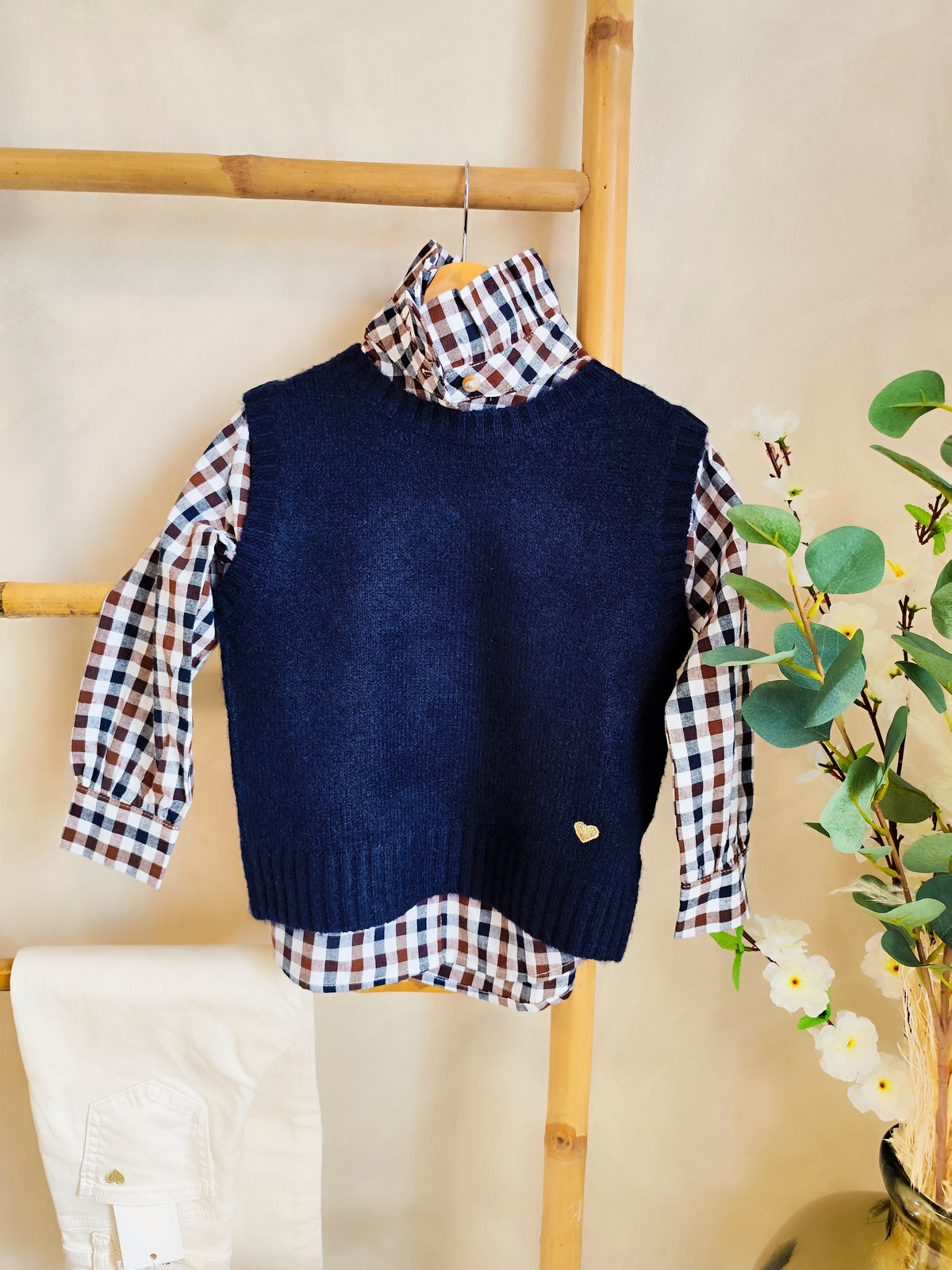 Pull sans manche marine enfant