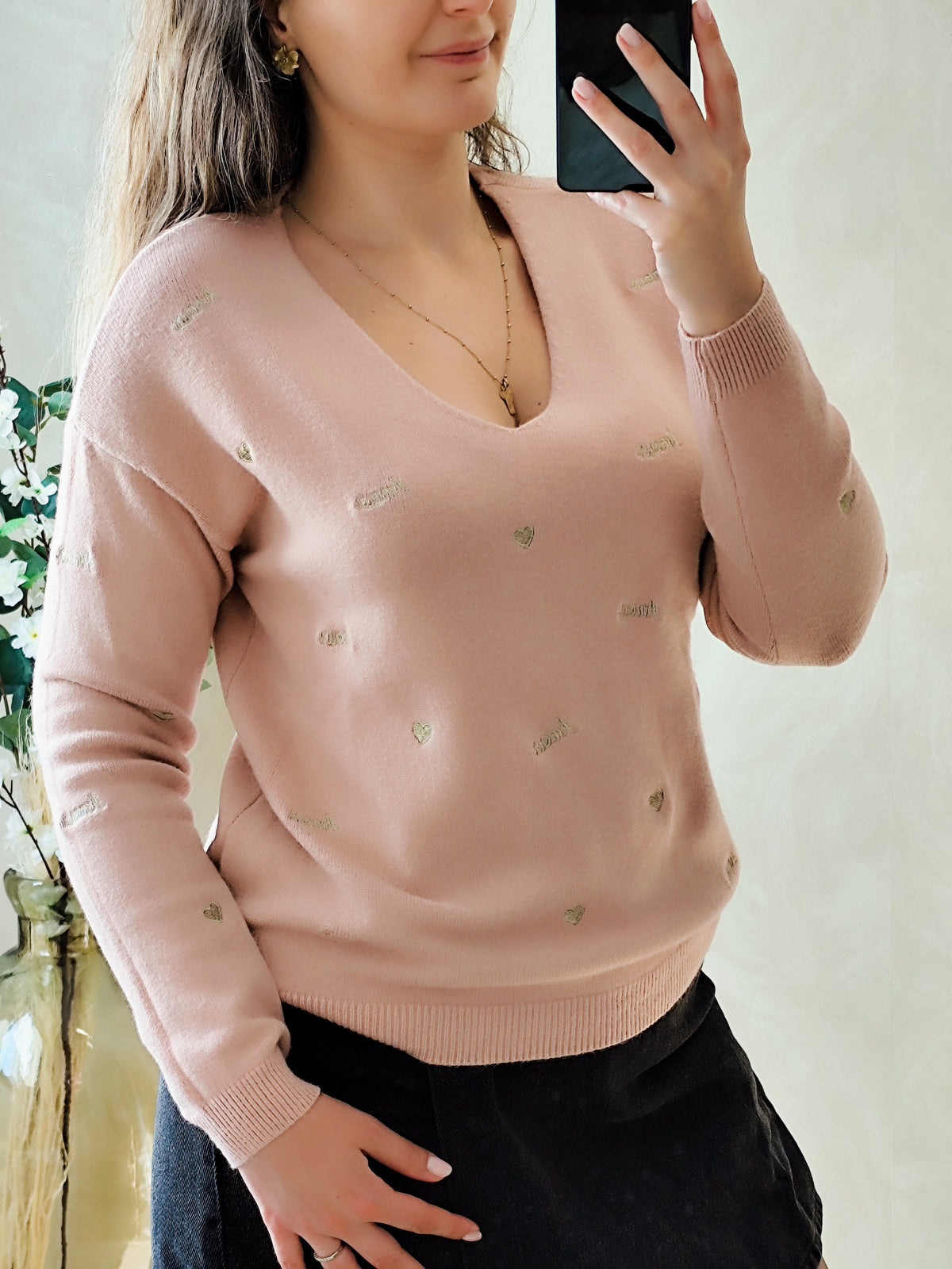 Pull rose Amour