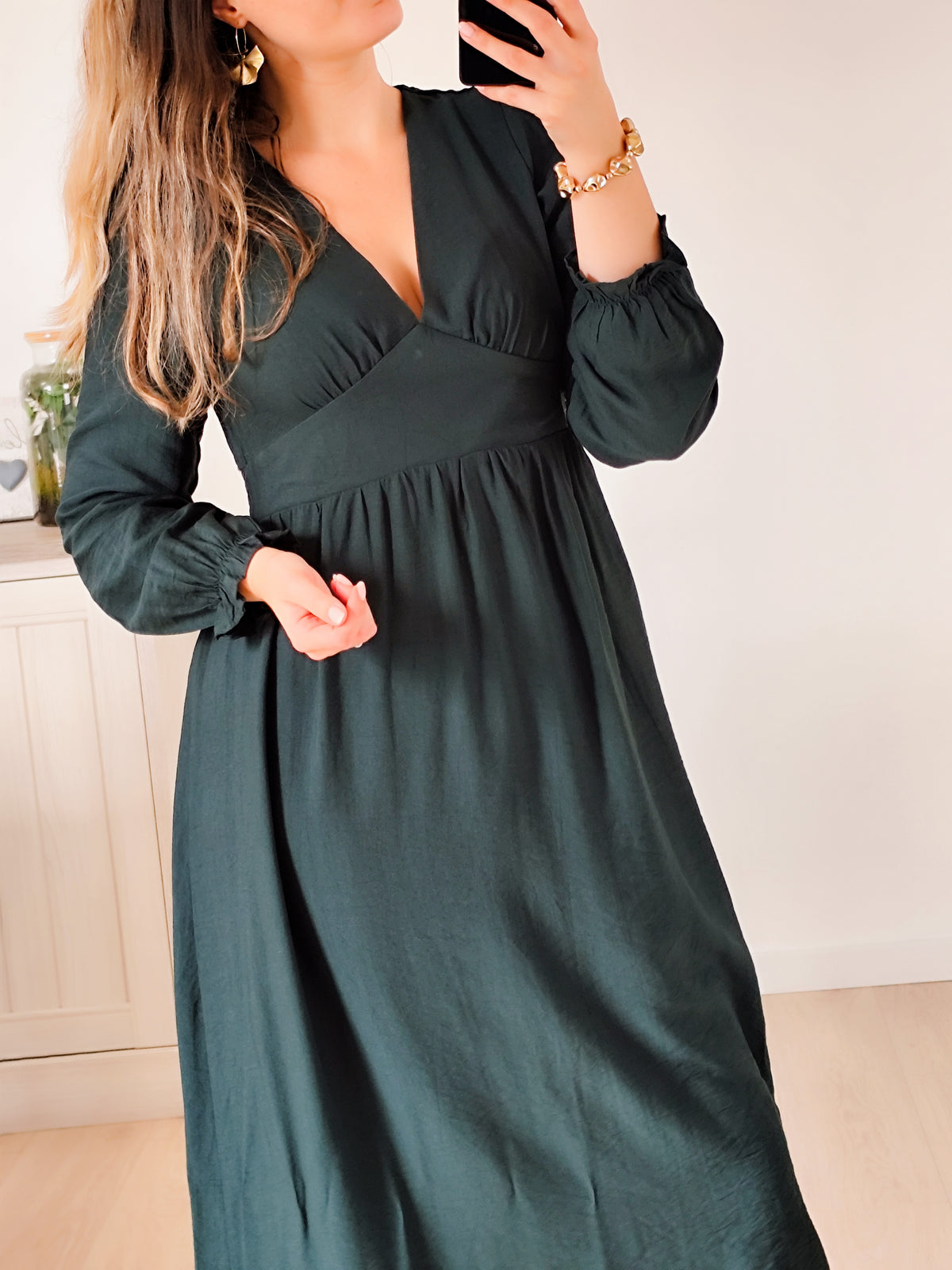 Robe longue Victoire – Vert sapin 💚