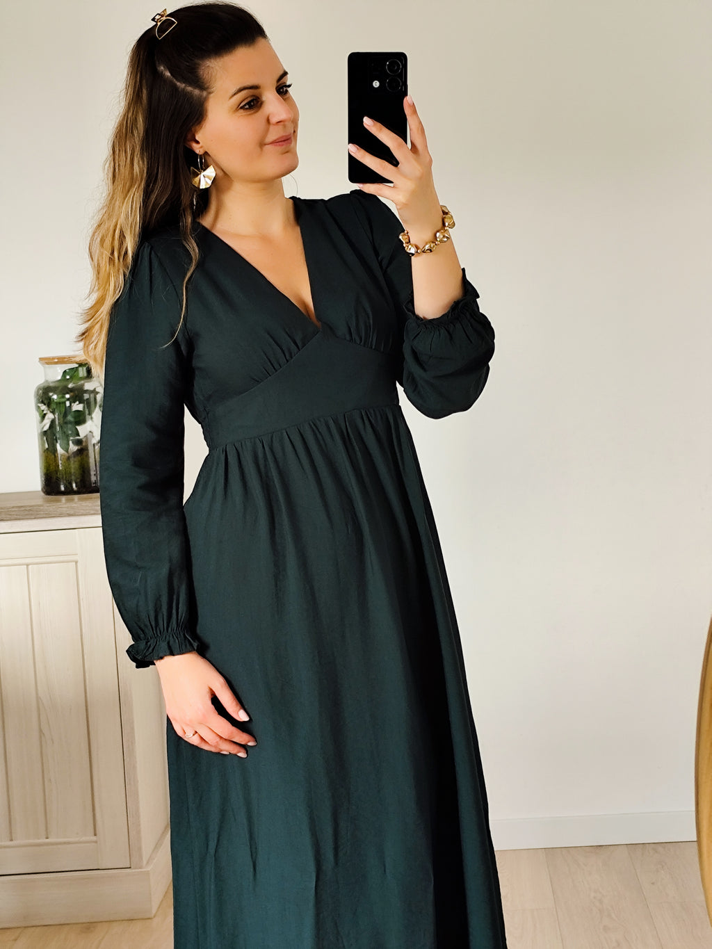 Robe longue Victoire – Vert sapin 💚