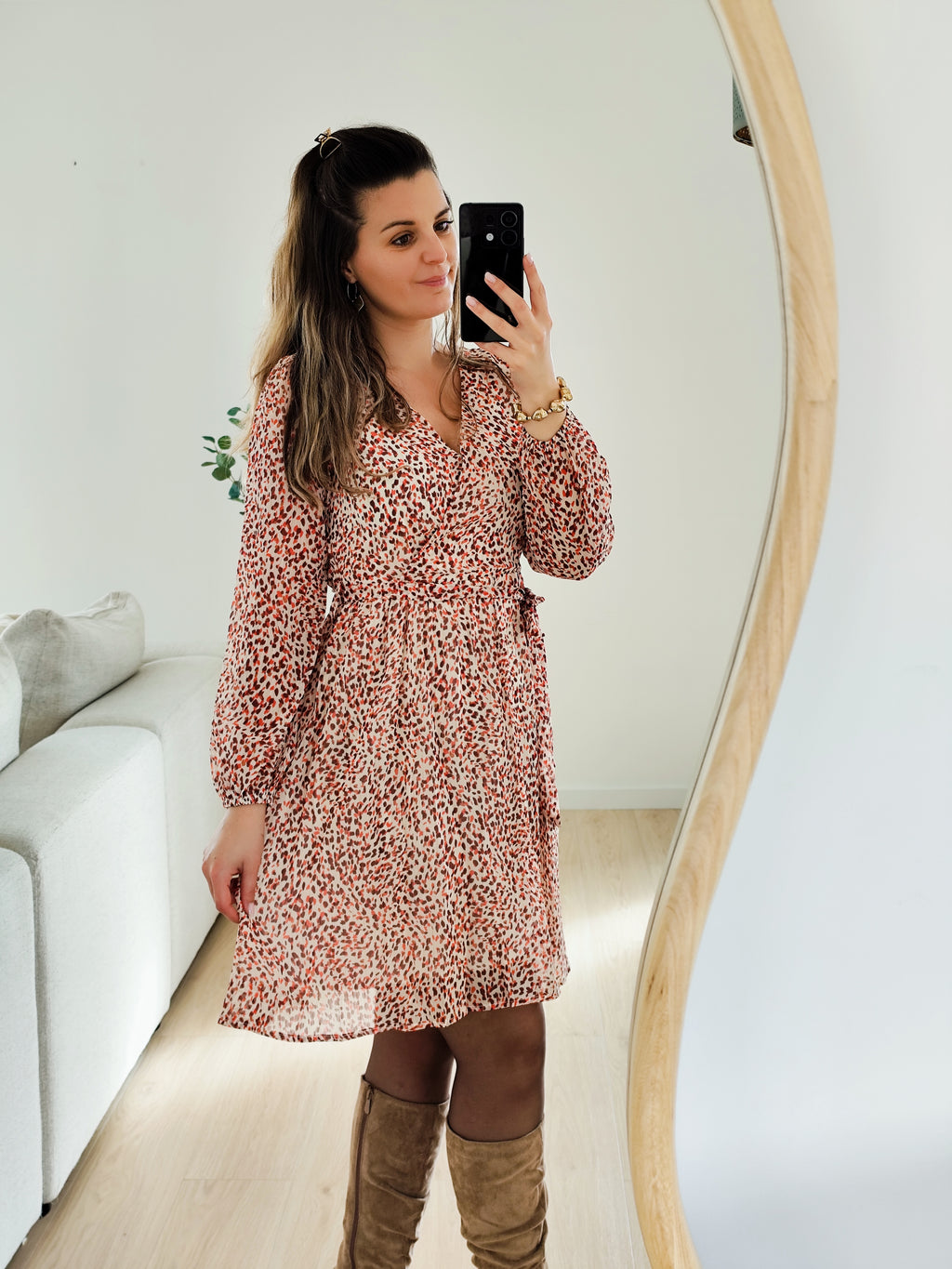 🤎 Robe Maëva – Imprimé terracotta